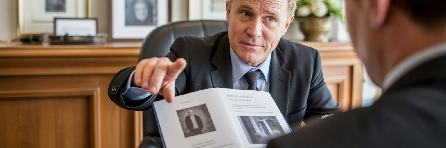 Funeral director explaining service options.