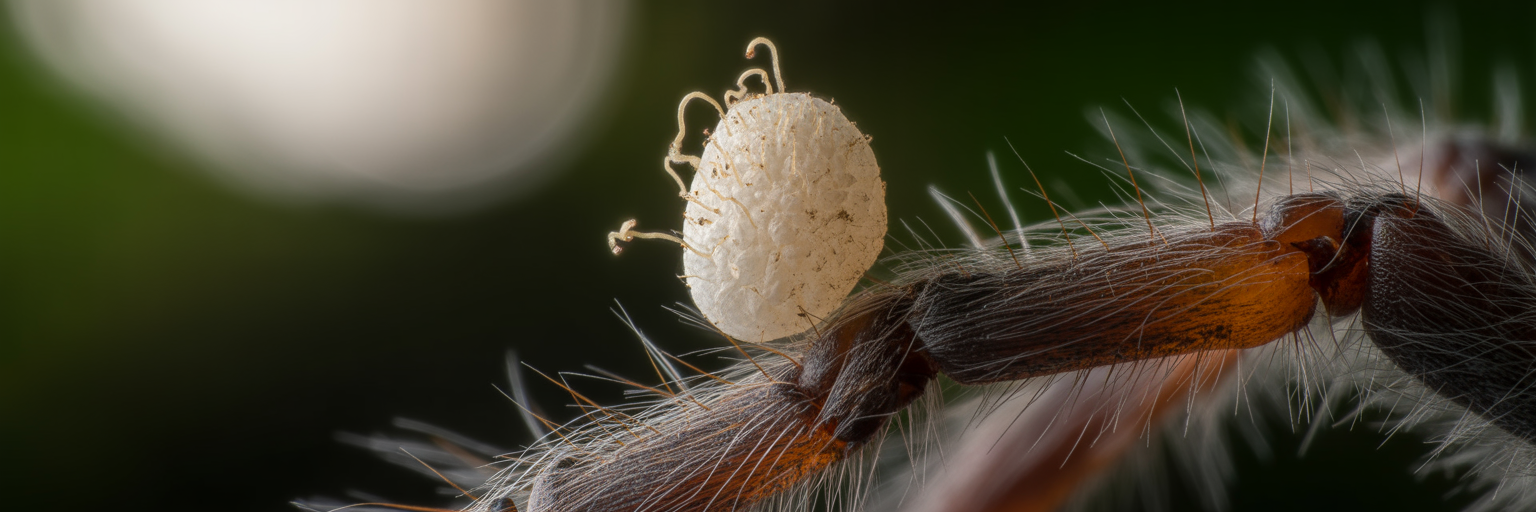 Fungal spore germinating on spider leg