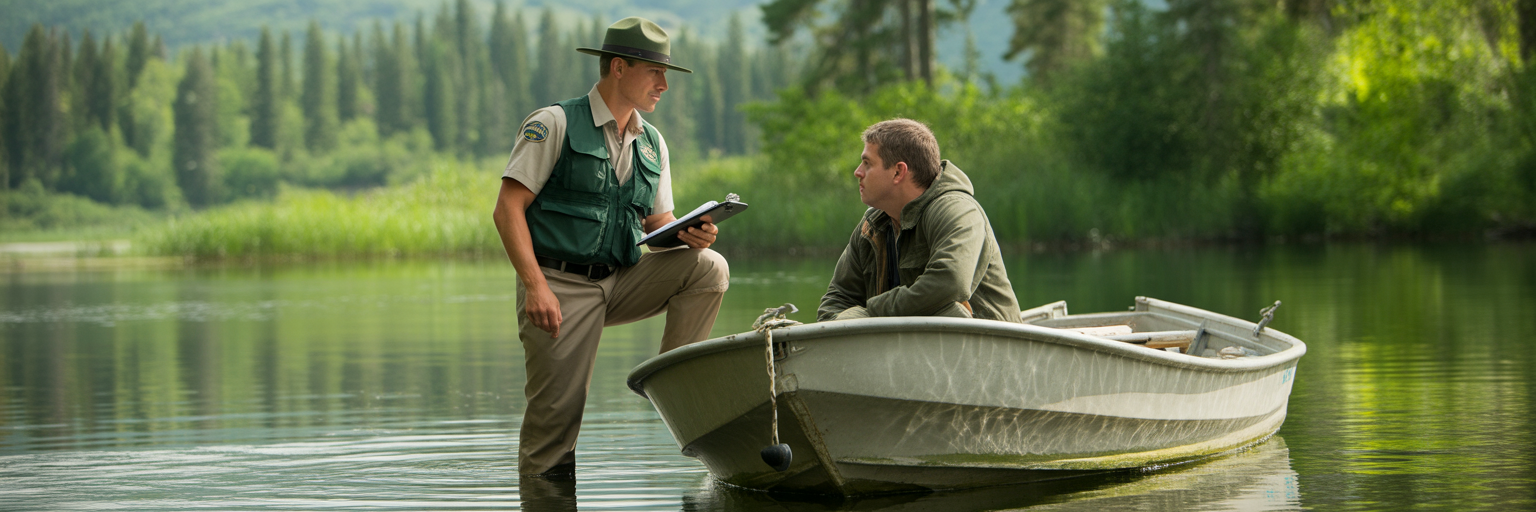 FWC officer checking fishing license.
