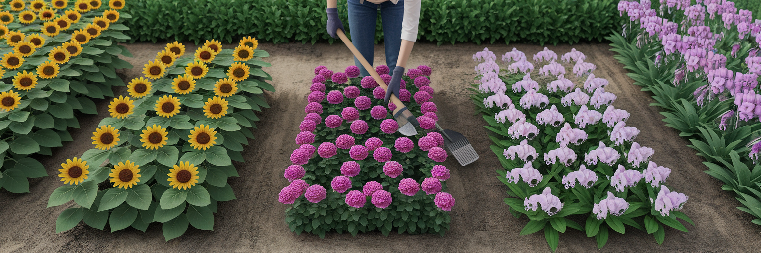 Gardener tending to different plants