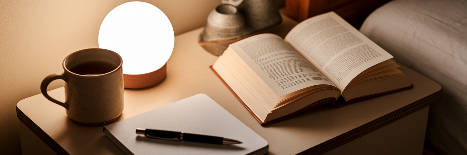 Gegenstände für eine entspannende Abendroutine