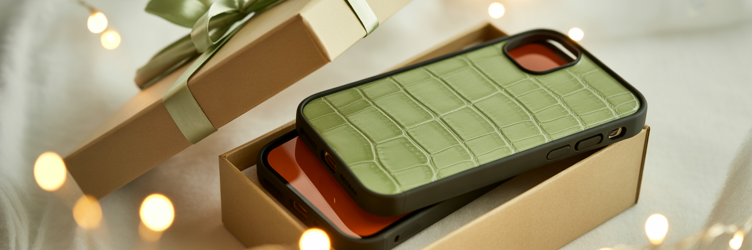 Gifting a stylish crocodile texture iPhone case.