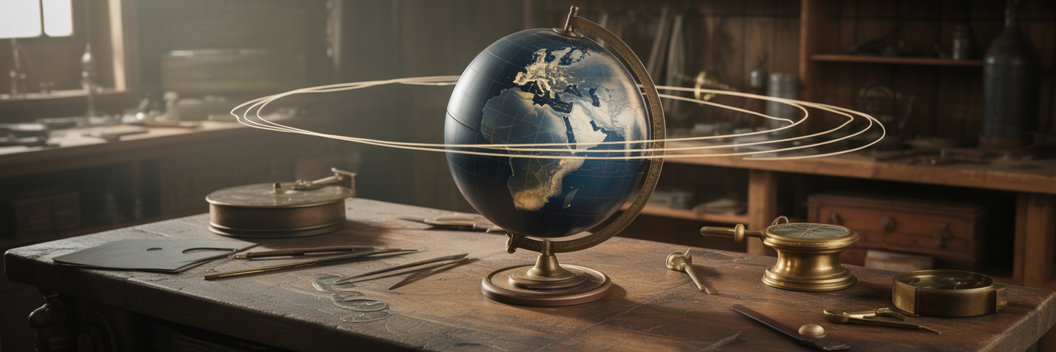 Globe showing Earth's magnetic field lines.