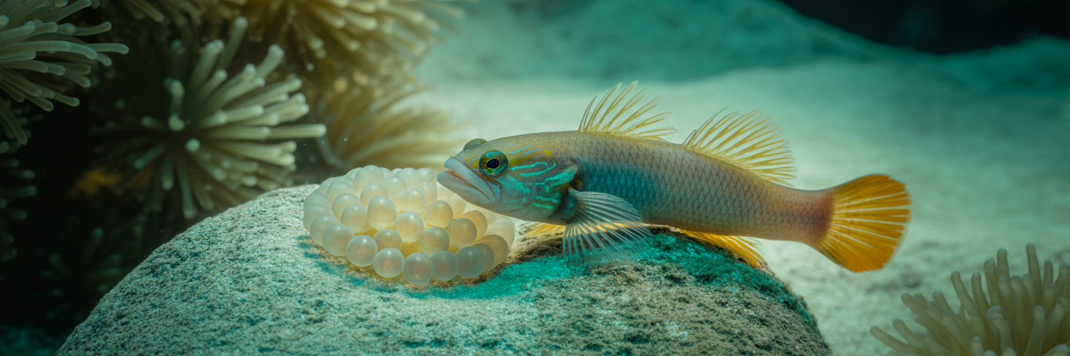 Goby fish eating its own eggs