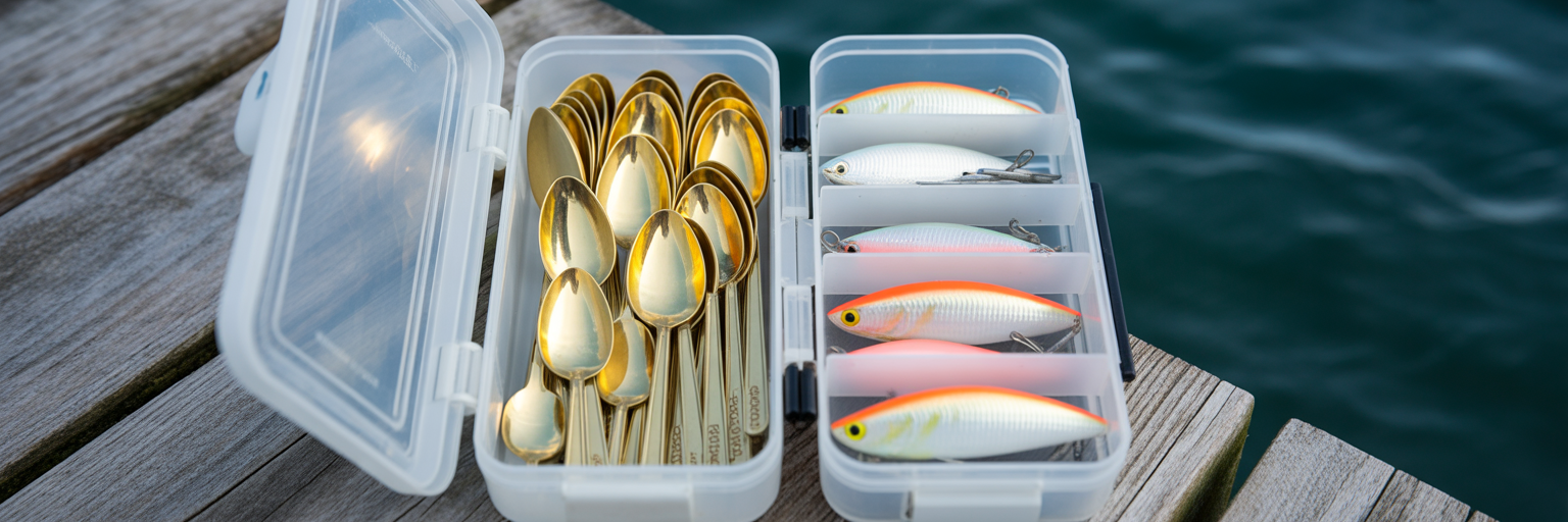 Gold spoons and soft plastic lures