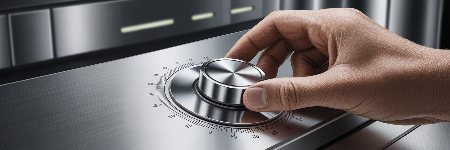 Hand adjusting a precision temperature dial