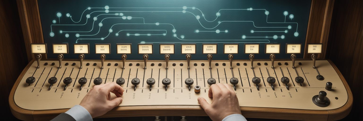 Hands adjusting a control panel for data access.