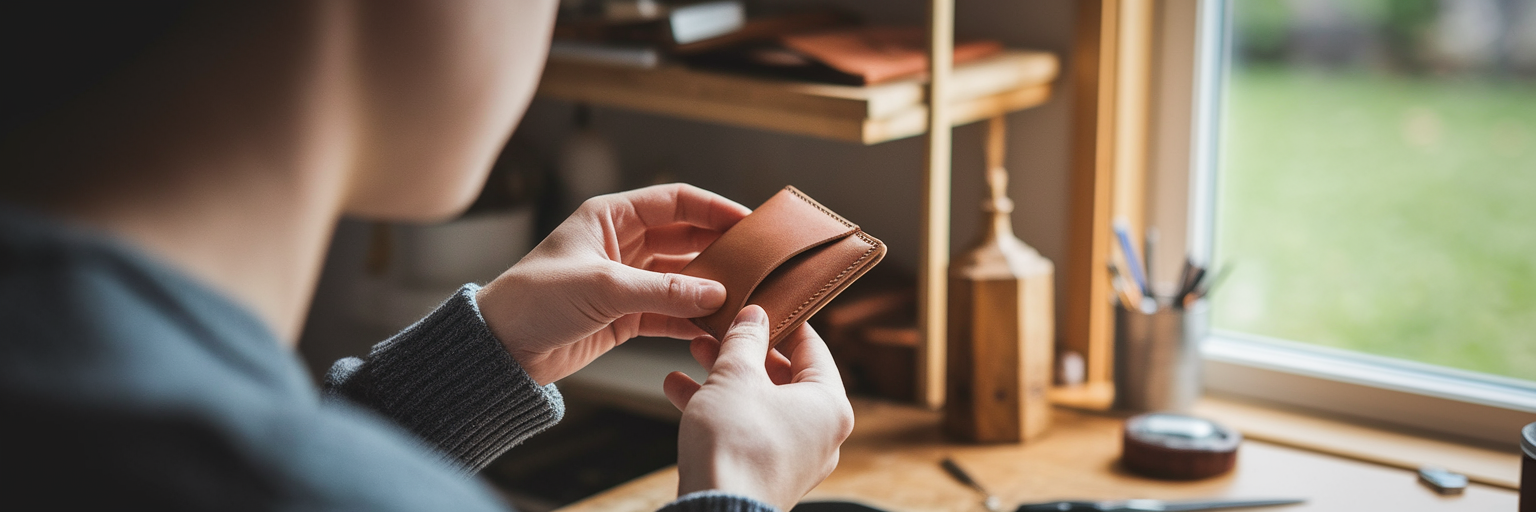 Hands carefully crafting a handmade product.