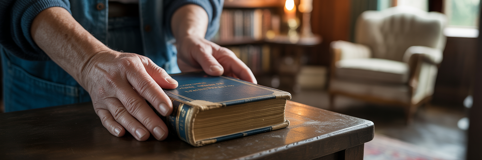 Hands holding a sacred book