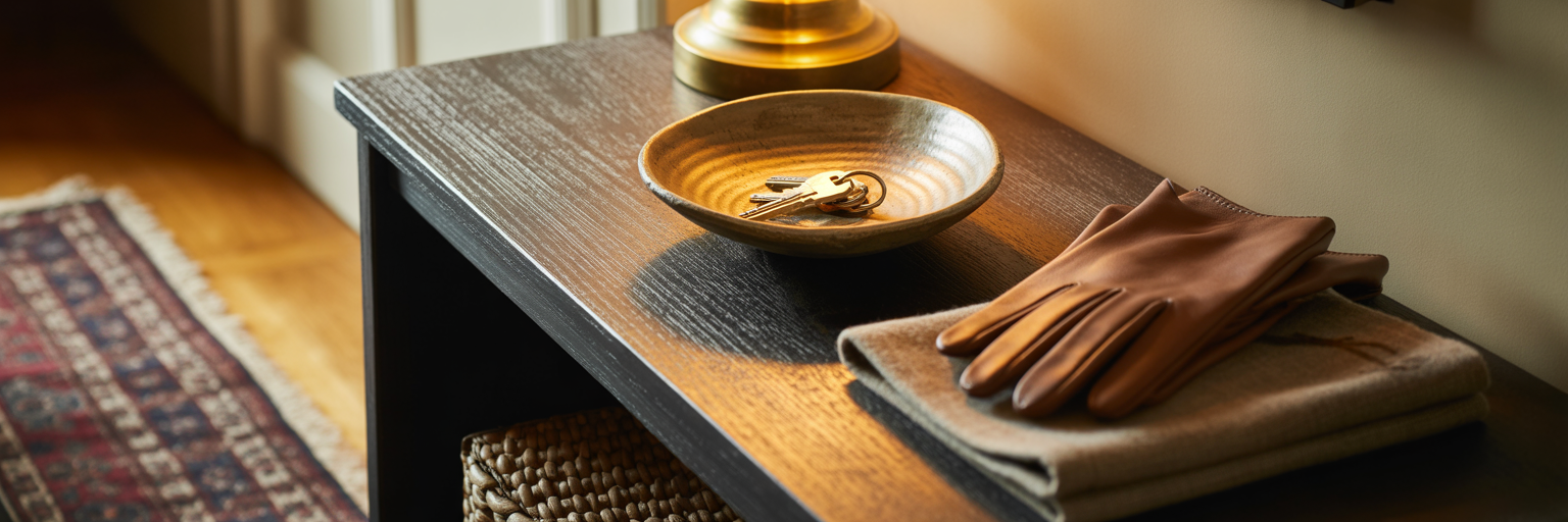 Hands placing keys in a bowl.