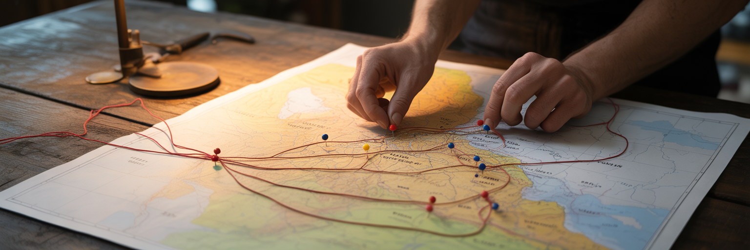 Hands placing pins on a map of an Australian region.