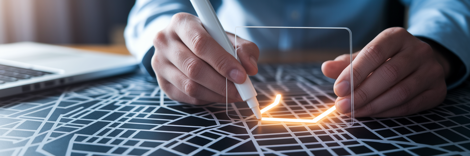 Hands tracing a clear path on a map.