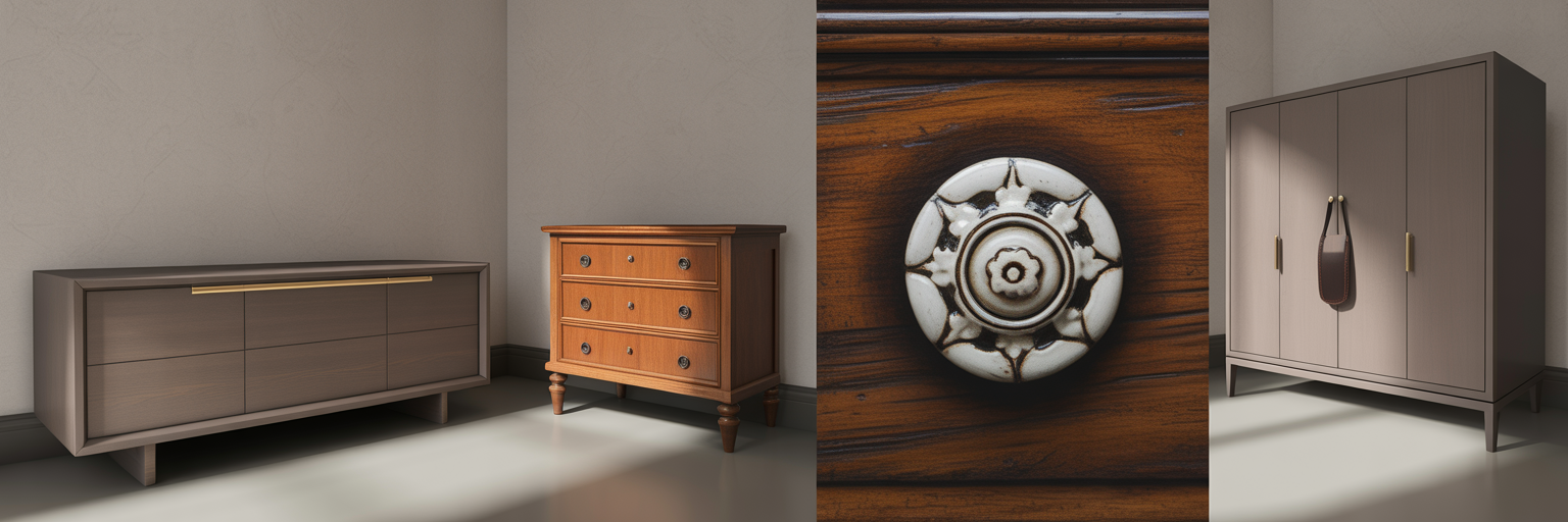 Hardware styles on different furniture