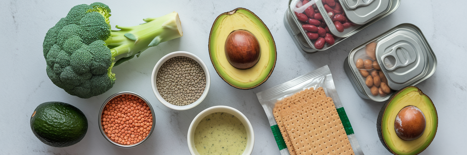 High-fiber whole foods and packaged goods.