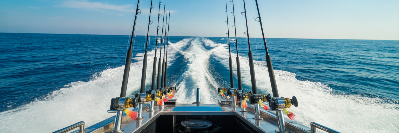 High-speed trolling lures in water.