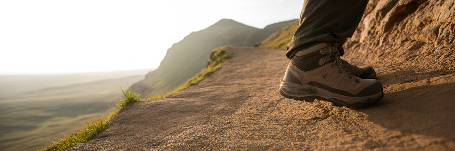 Hiking boot on a Casper Mountain trail.