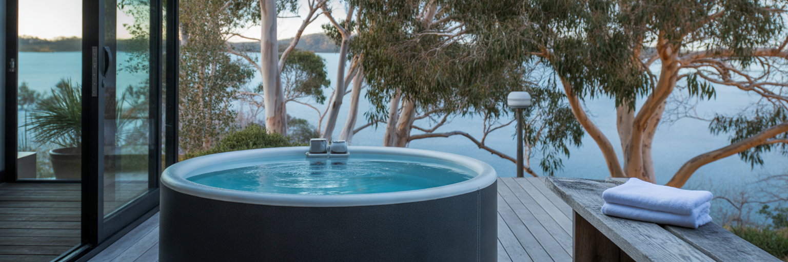 Home cold plunge tub outdoors