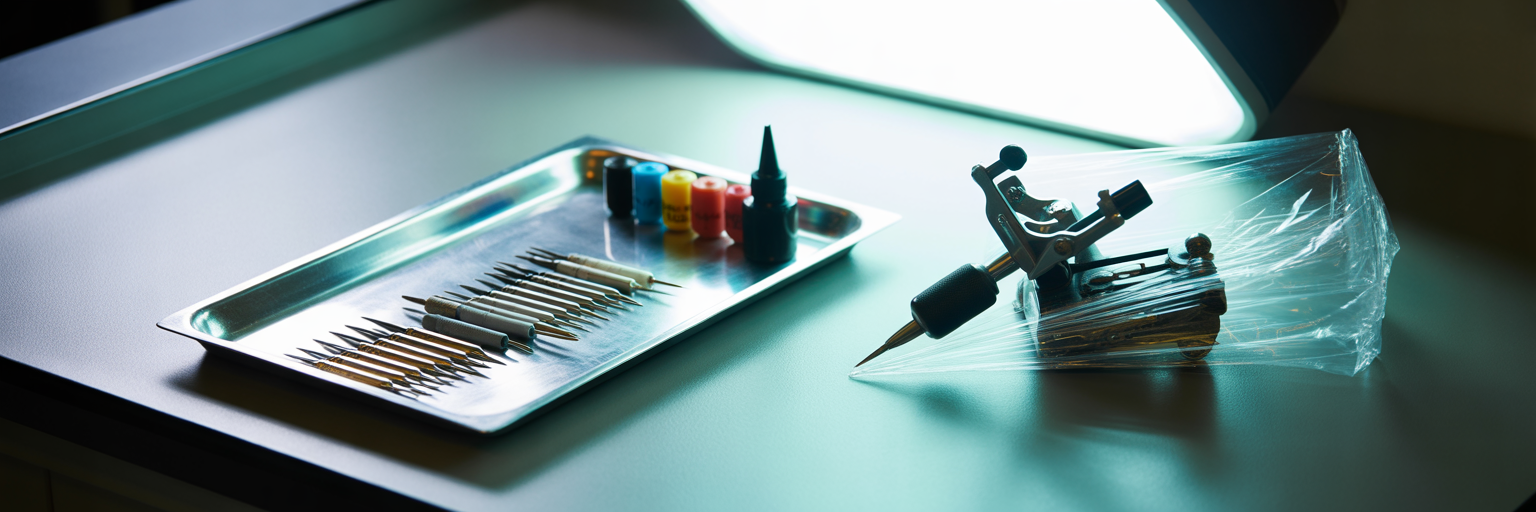 Hygienic and professional tattoo studio workstation.