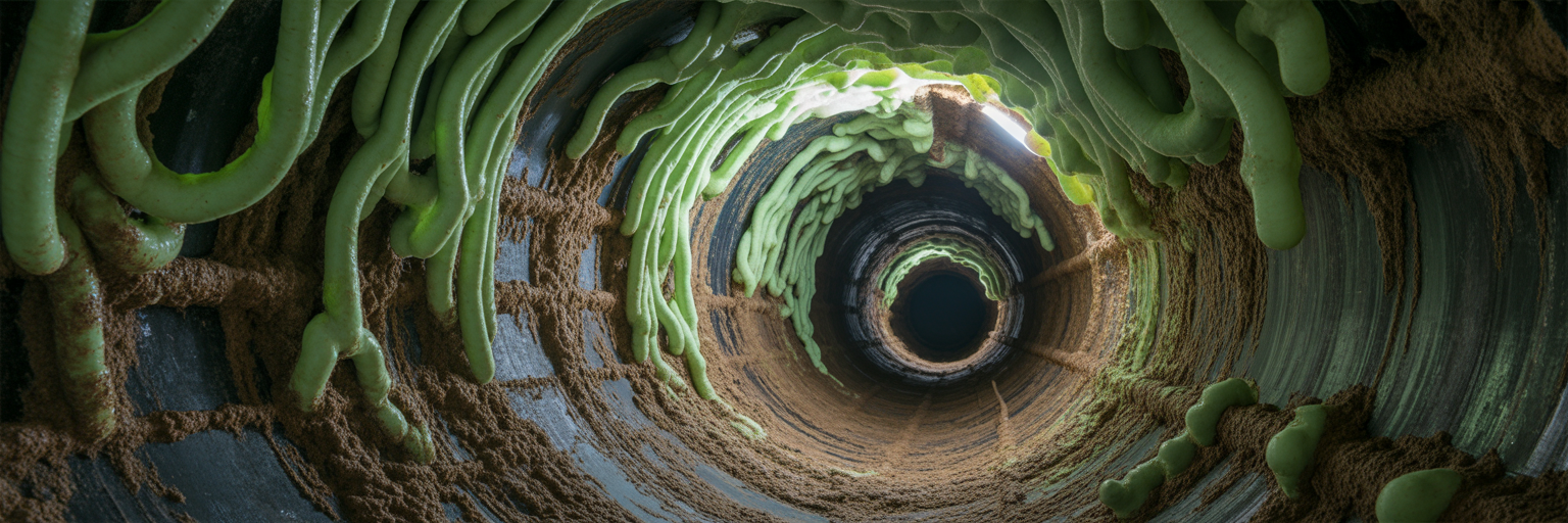 Industrial pipe with biofilm fouling