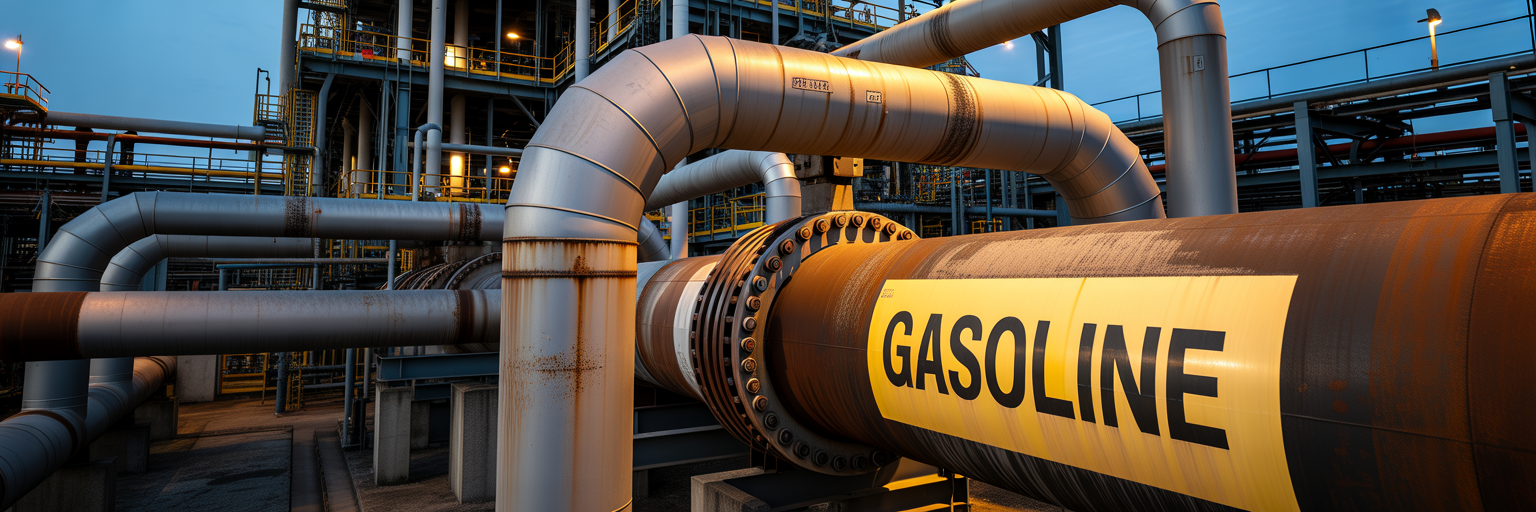 Industrial pipes showing a constrained gasoline supply.