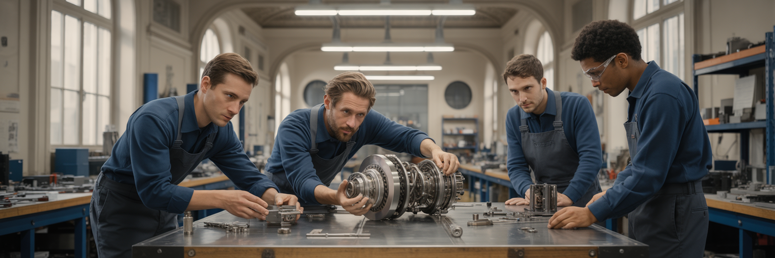 Ingénieurs assemblant un dispositif technologique sur mesure.