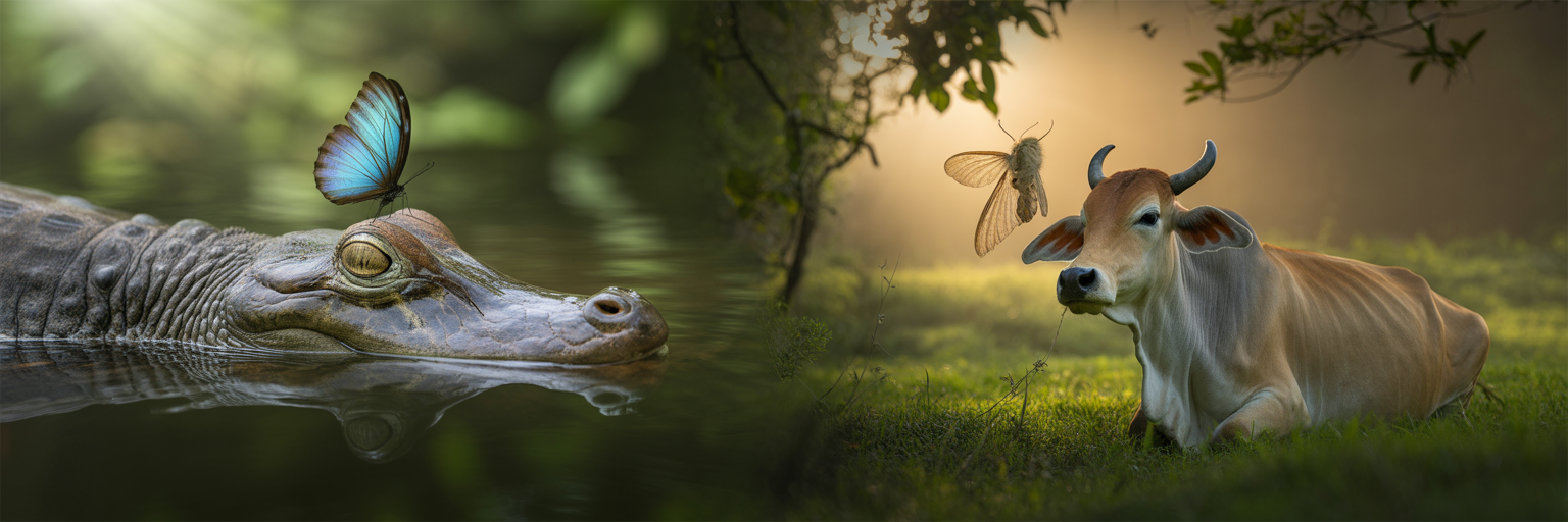 Insects drinking tears from different animals