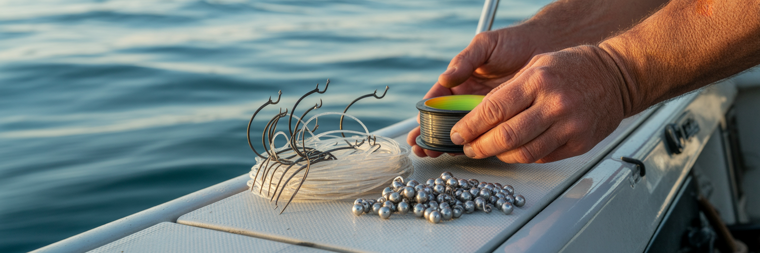 Inshore circle hooks and leader material.