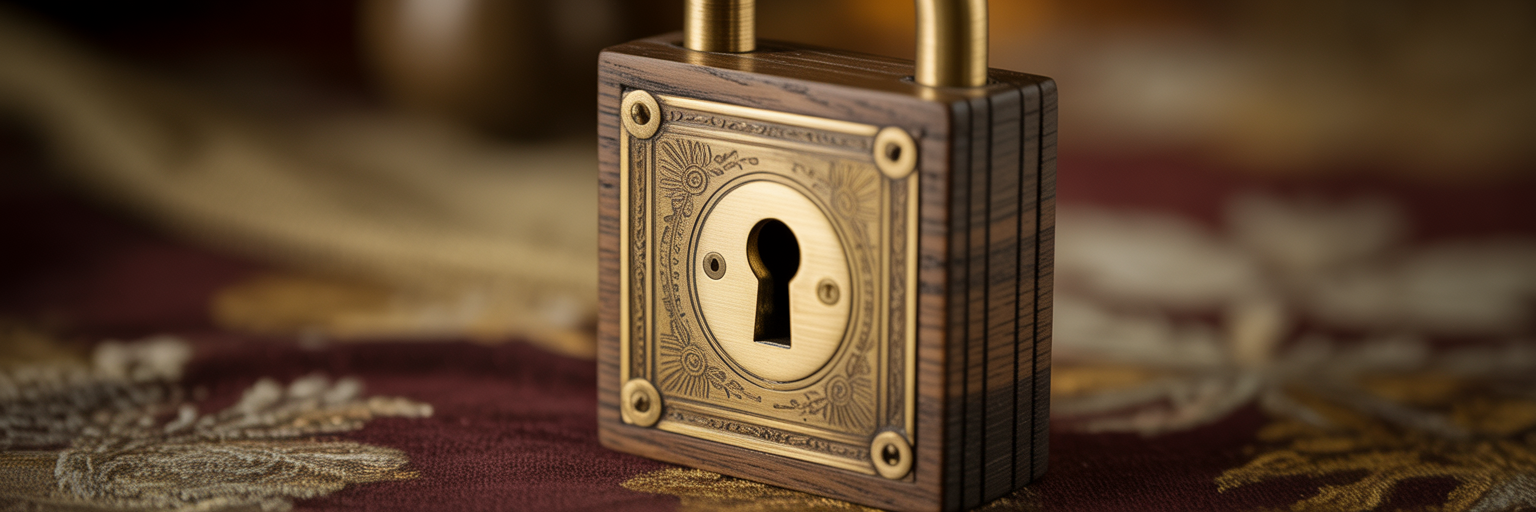 Intricate antique lock with light seeping through.