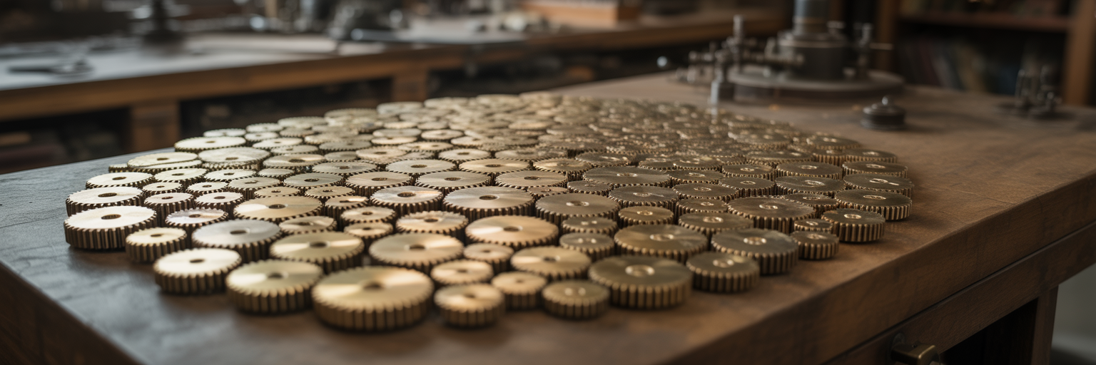 Intricate clockwork gears moving in harmony.