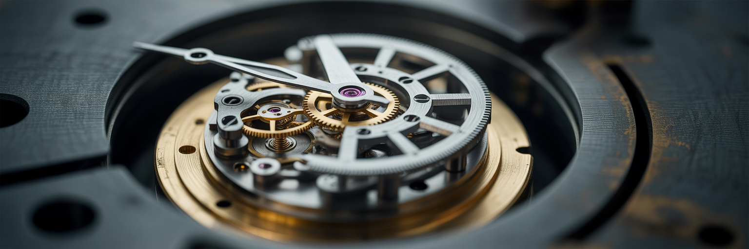 Intricate clockwork mechanism showing cascading failure.