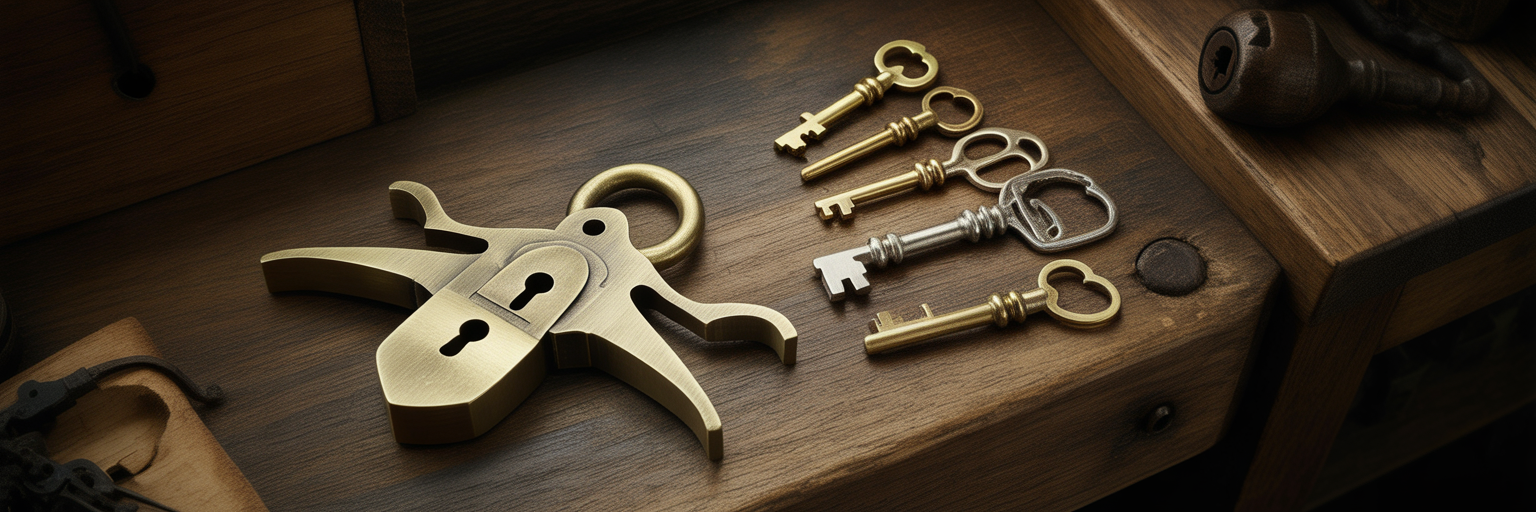 Intricate keys representing fungal chemical manipulation.