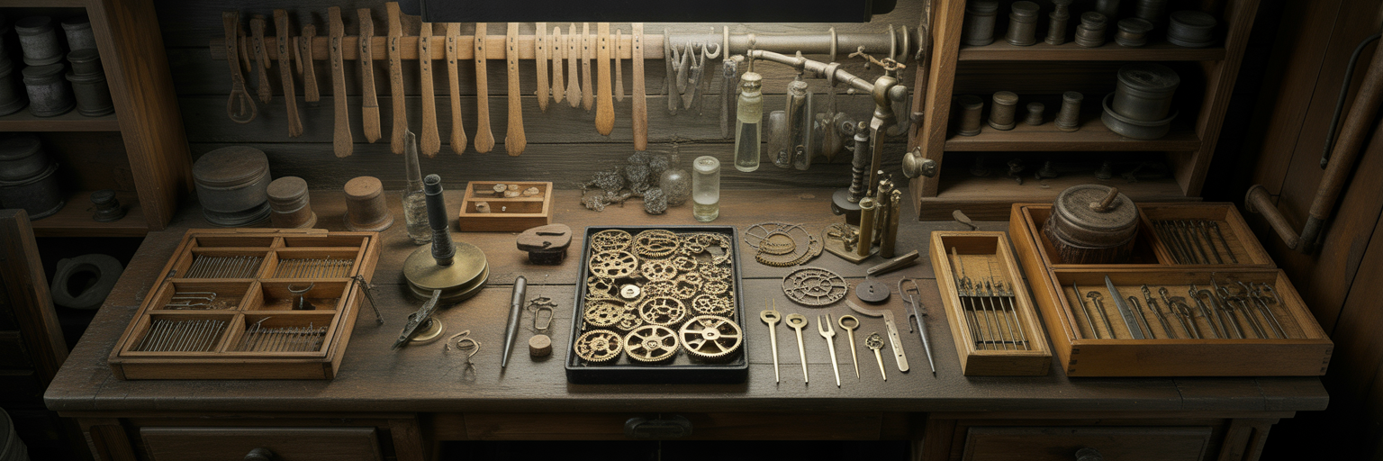 Intricate workshop representing suspended biological activity