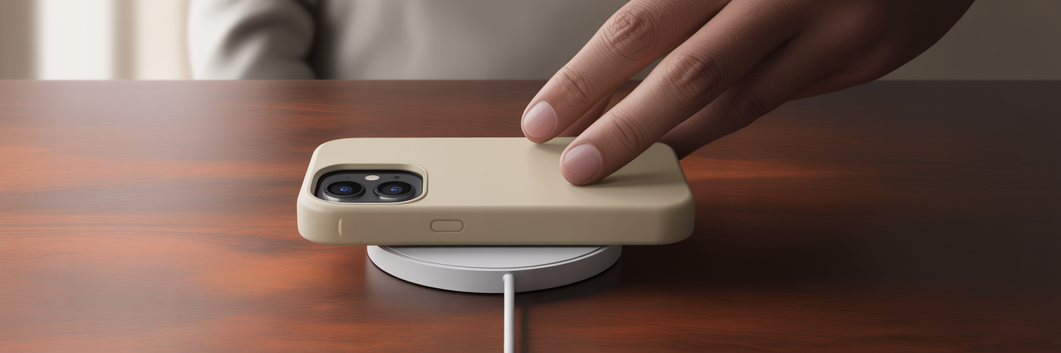 iPhone in case on MagSafe charger