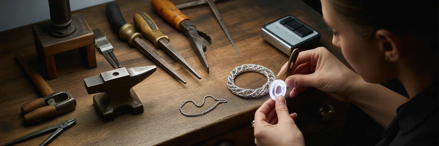 Jeweller integrating tech module into a necklace.