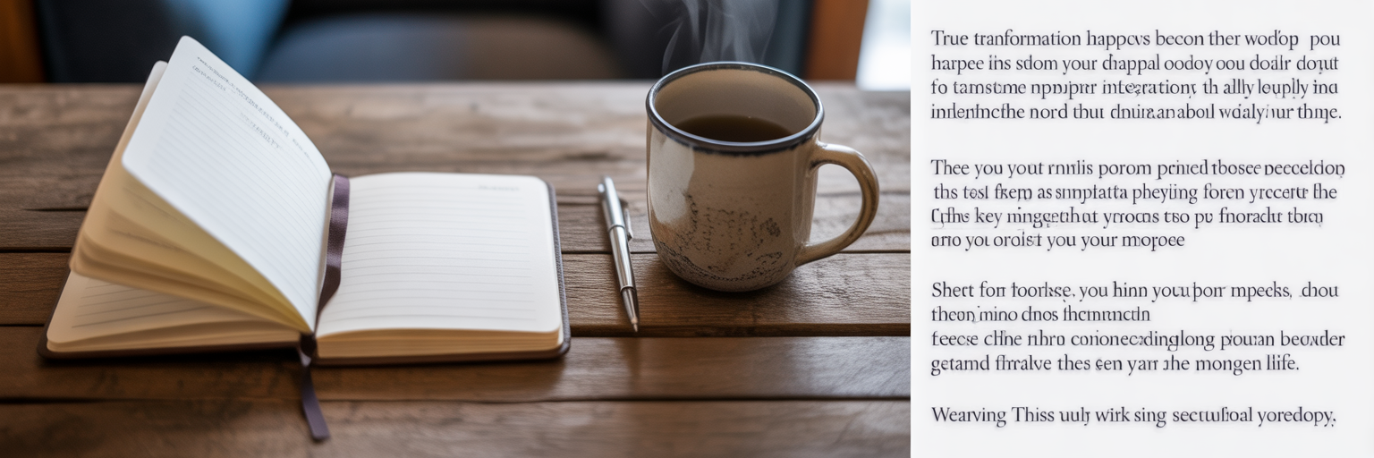 Journal and mug on desk