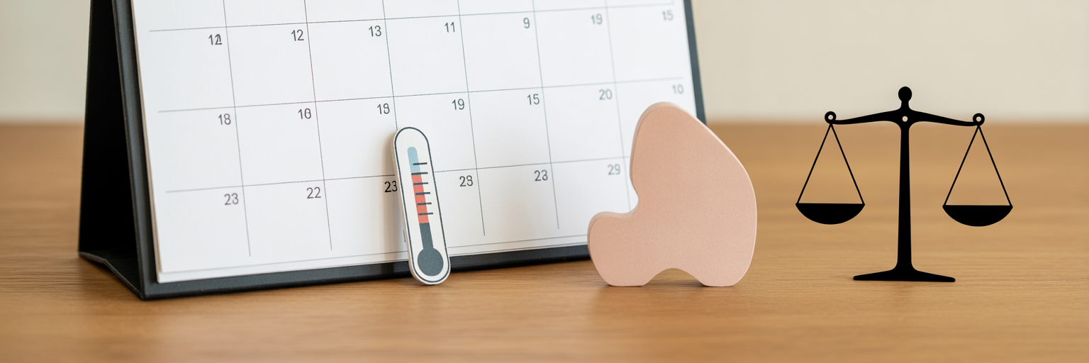 Kalender und Symbole für Warnzeichen bei Nachtschweiß.