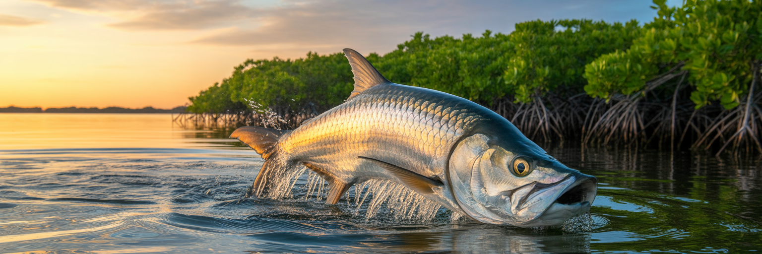 Large tarpon jumping from Florida water