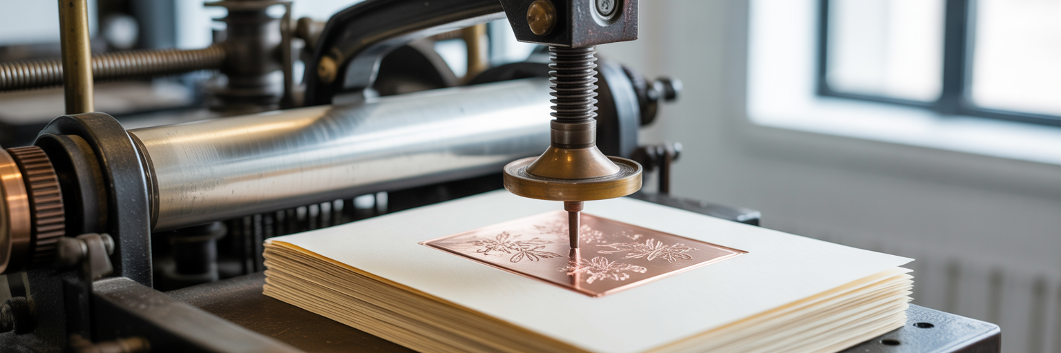 Letterpress machine creating an intricate design.