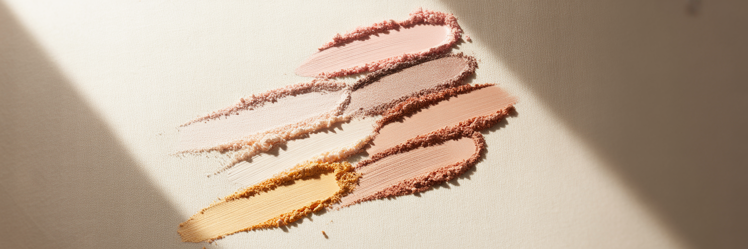 Liten burk mineralögonskugga bredvid ett mynt.