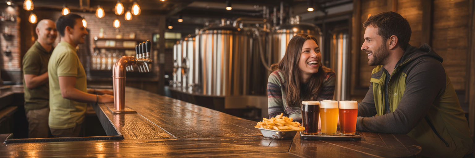 Locals enjoying beer at a brewpub.