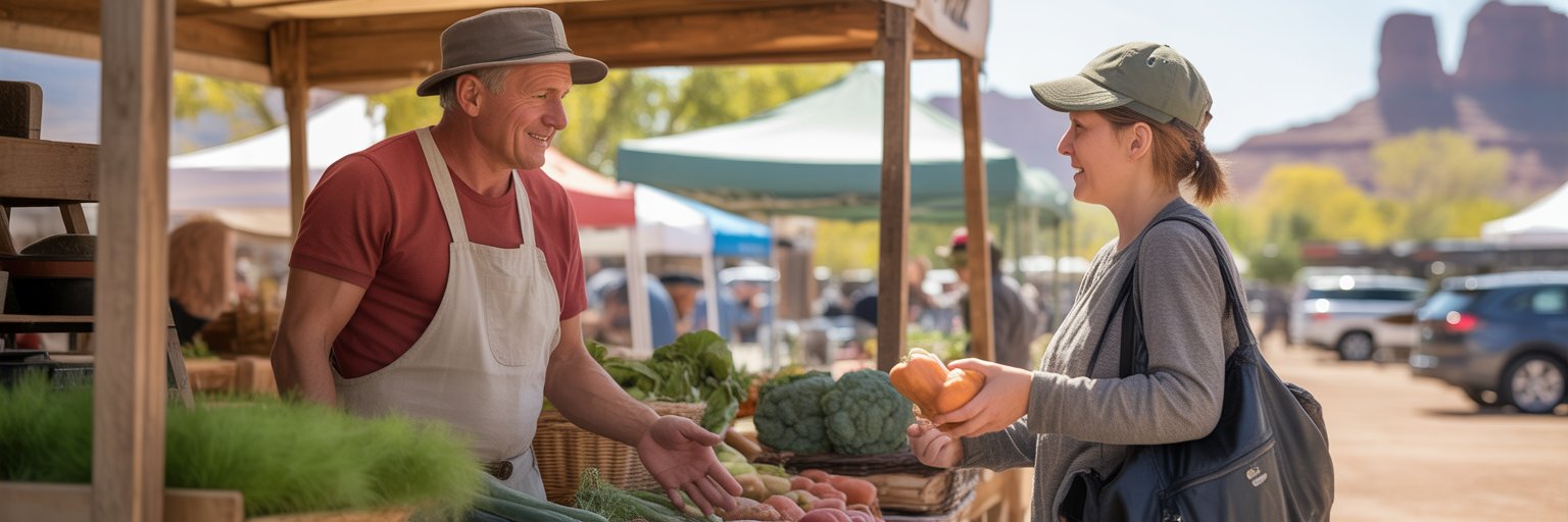 Locals interacting at Moab Farmers Market