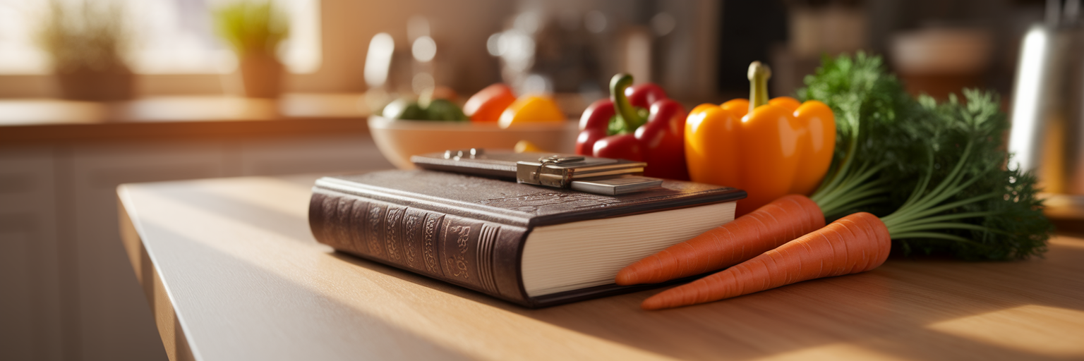 Locked journal on kitchen counter.