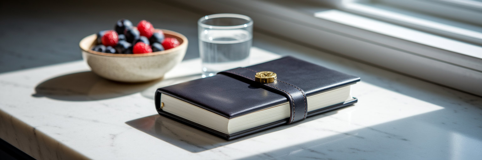 Locked personal journal on kitchen counter