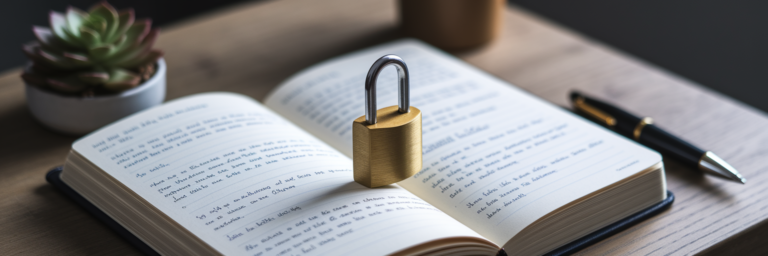 Locked personal nutrition journal symbolizing data privacy.