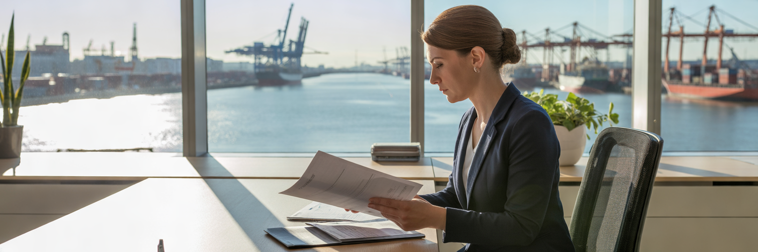 Logistics manager reviewing morning emails