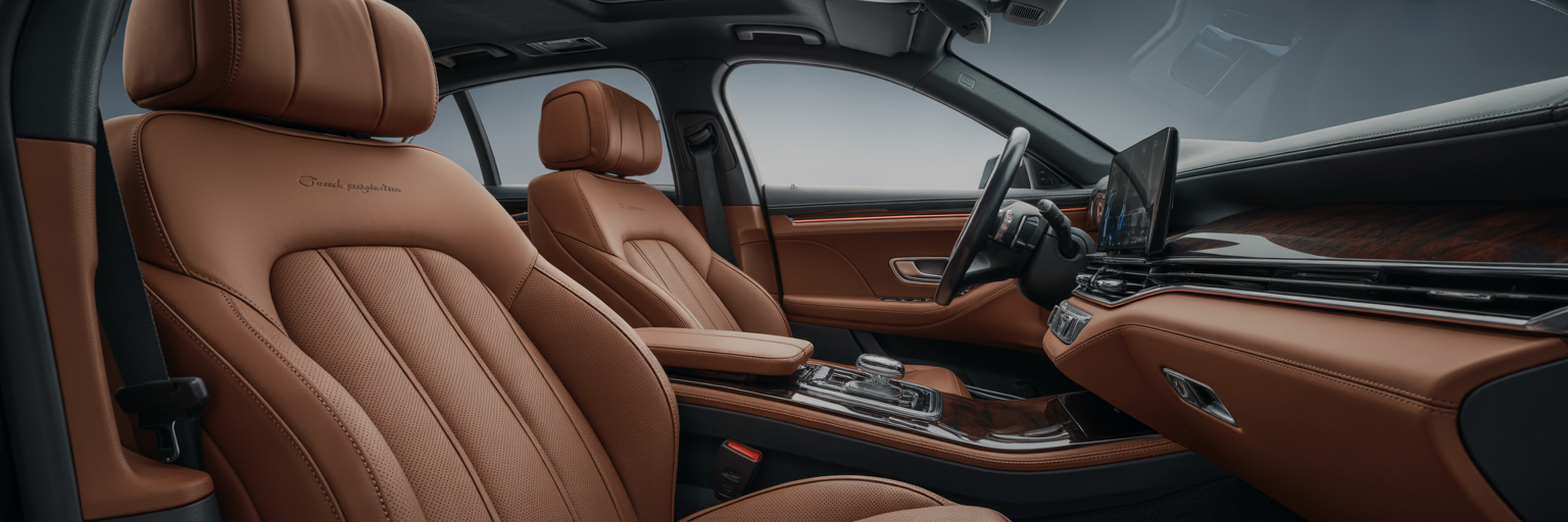 Luxurious interior of a modern sedan.