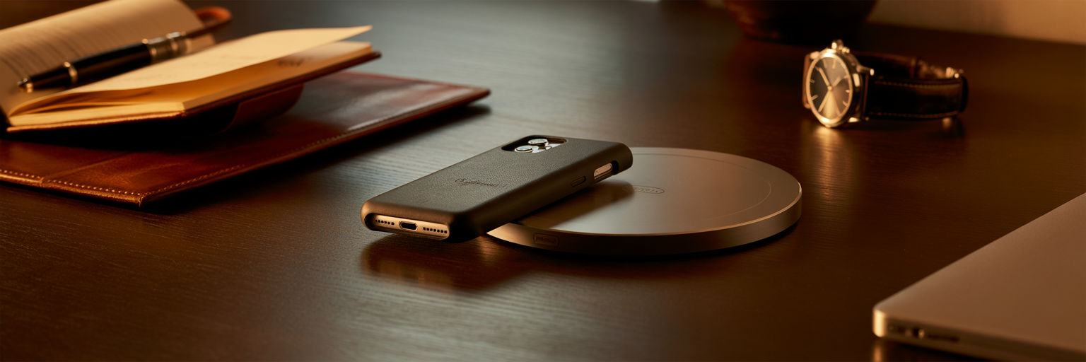 Luxury iPhone case on professional desk