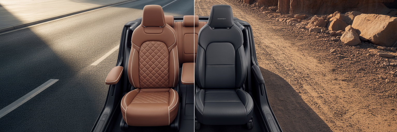 Luxury leather and durable fabric seats
