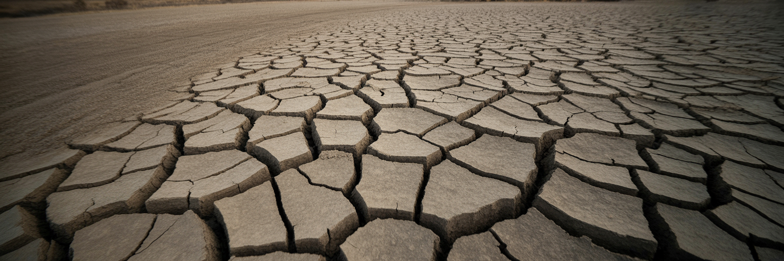 Macro photo of dry cracked earth.