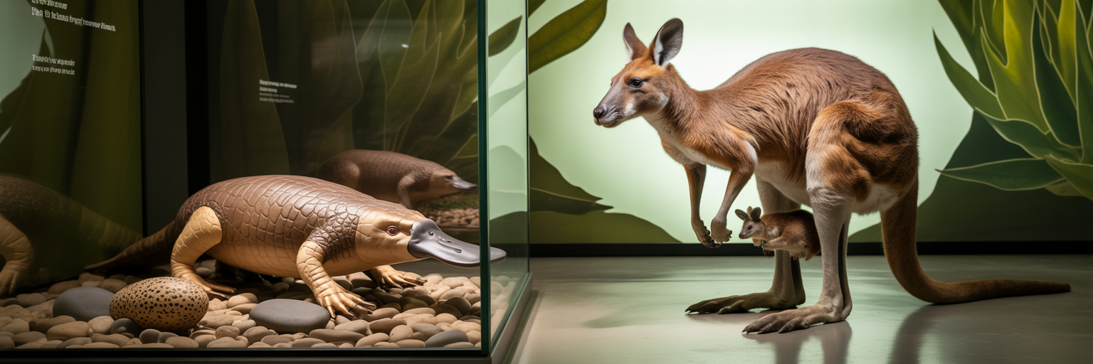 Mammalian evolution exhibit platypus kangaroo wolf